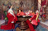 The Cardinal's Reception Paintings - Cardinal Richelieu And His Council by Guiseppe Signorini